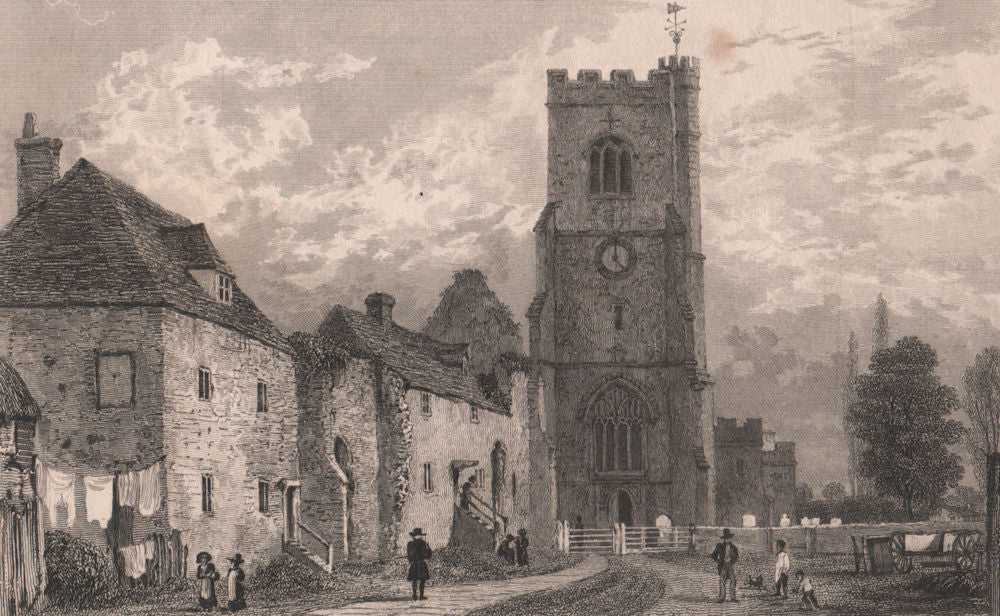 Church of St Peter & St Paul. Archbishop's Palace, Charing, Kent. SHEPHERD 1829